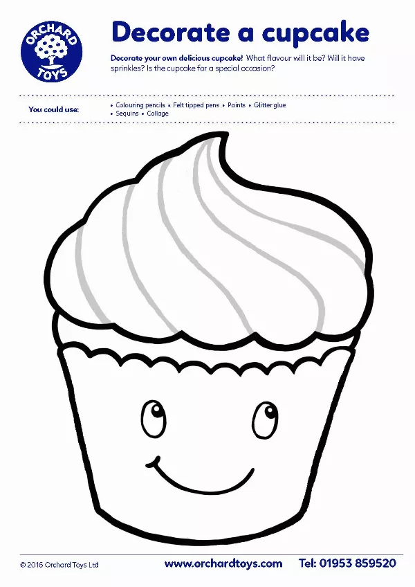 Decorate a Cupcake Colouring Sheet